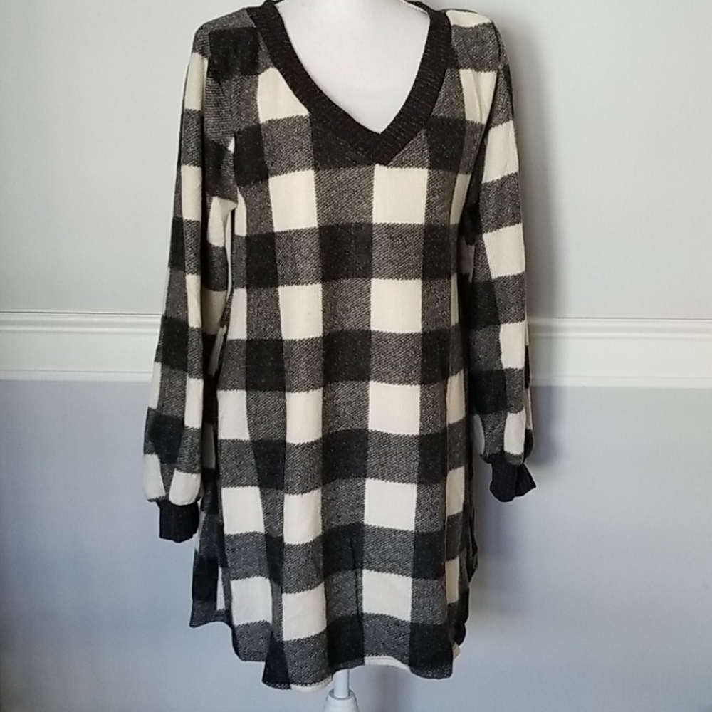 Over-Sized Tunic Dress Buffalo Check with pockets - Picture 1 of 7